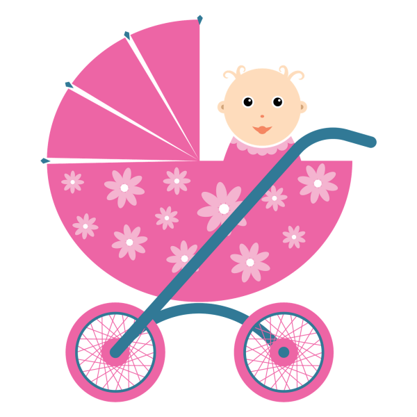 Коляска для девочки вектор