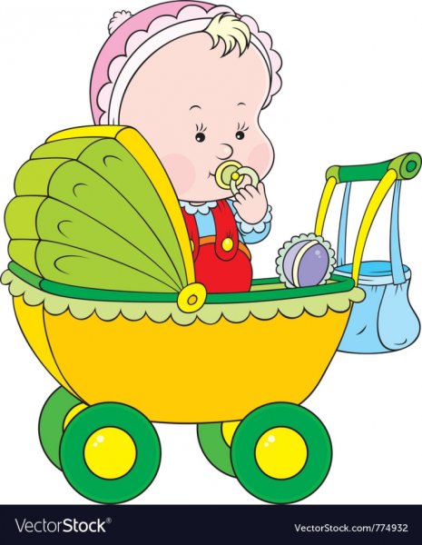 Малыш в коляске мультяшный