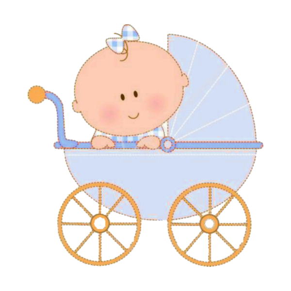 Дети в коляске на белом фоне