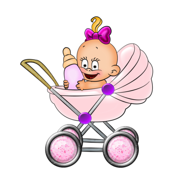 Мультяшная девочка в коляске