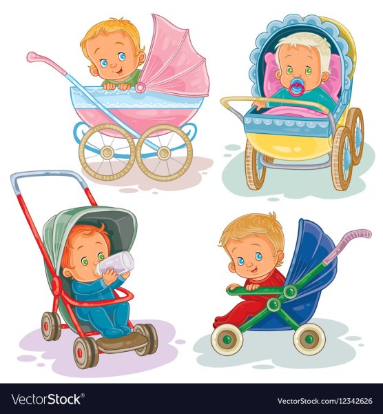 Малыш в коляске вектор