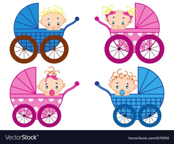 Коляска с малышом мультяшная