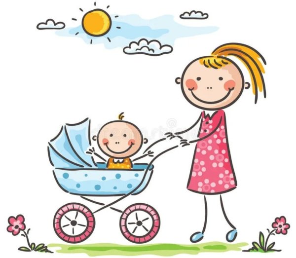 Мама с коляской рисунок