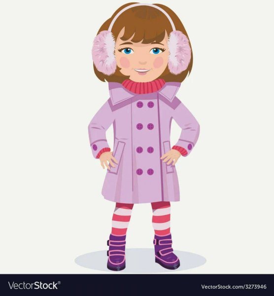 Мультяшная девочка в пальто