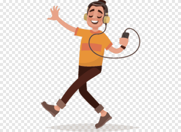 Человек идет с наушниками