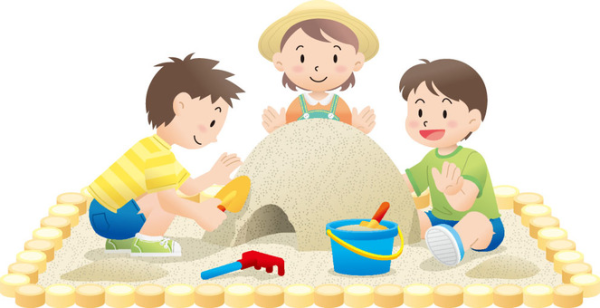 Мультяшные дети в песочнице