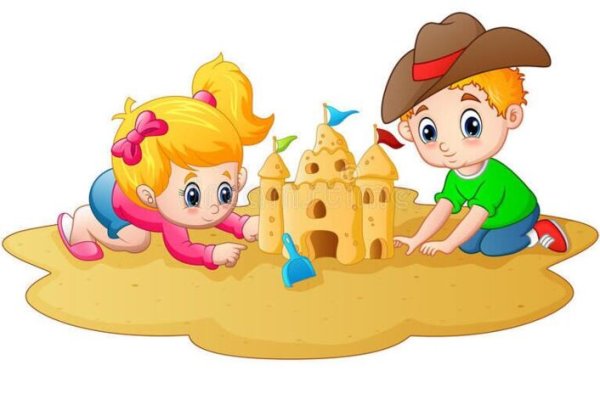 Мультяшные дети в песочнице