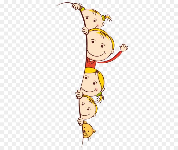 Дети выглядывают на прозрачном фоне