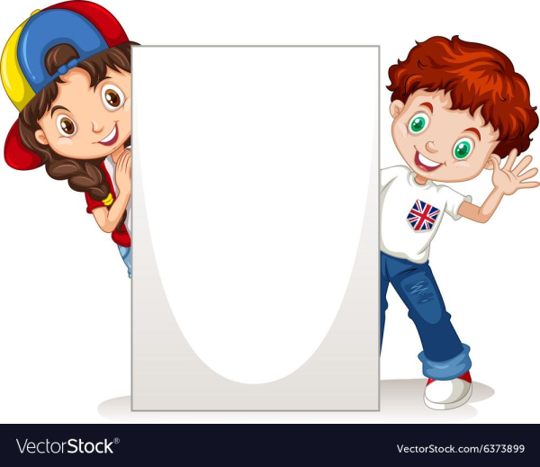 Мальчик и девочка выглядывают