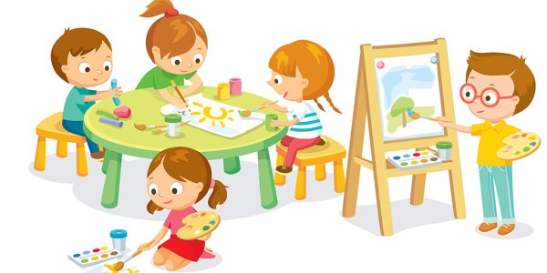 Дети рисуют в детском саду