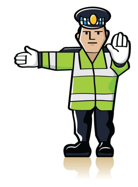 Регулировщик на белом фоне