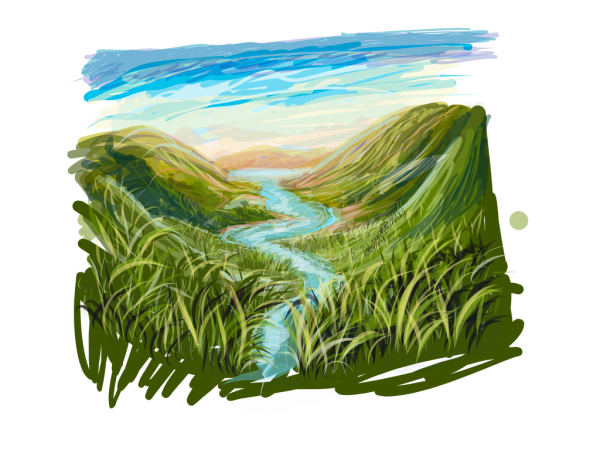 Речка для детей на прозрачном фоне