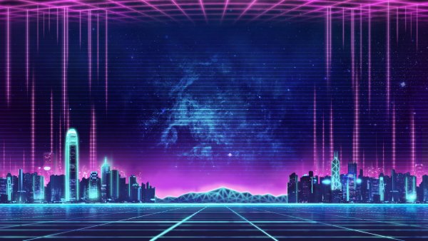 Synthwave город 80s