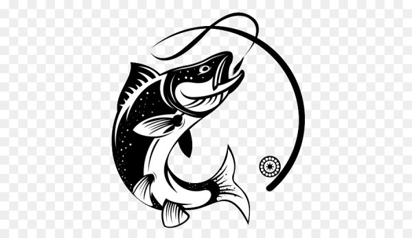 Рыба на крючке силуэт