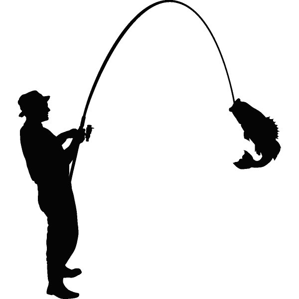 Силуэт рыбака с удочкой