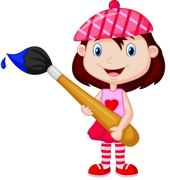 Девочка с кисточкой мультяшная