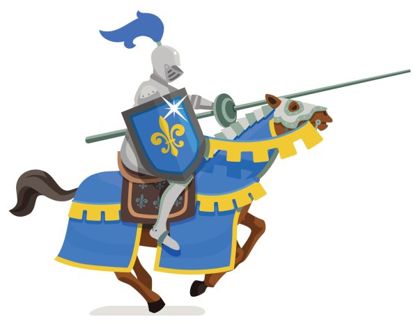 Средневековый рыцарь на белом фоне