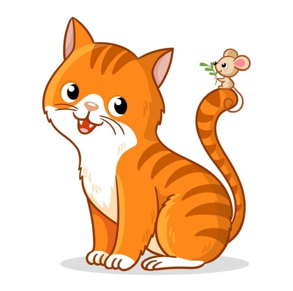 Мультяшный бело-рыжий кот