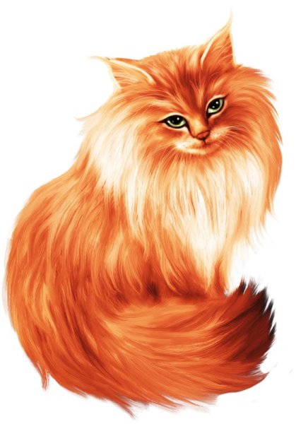 Рыжий пушистый кот мультяшный