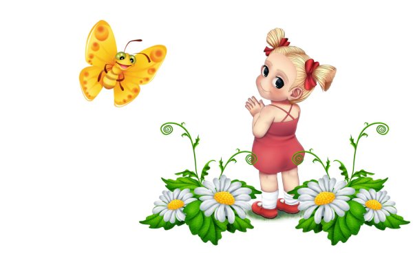 Девочка с ромашками мультяшные
