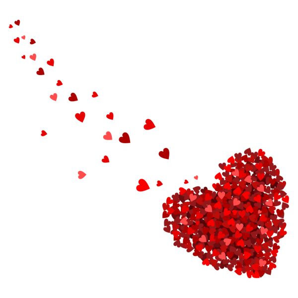 Летающие сердечки на прозрачном фоне