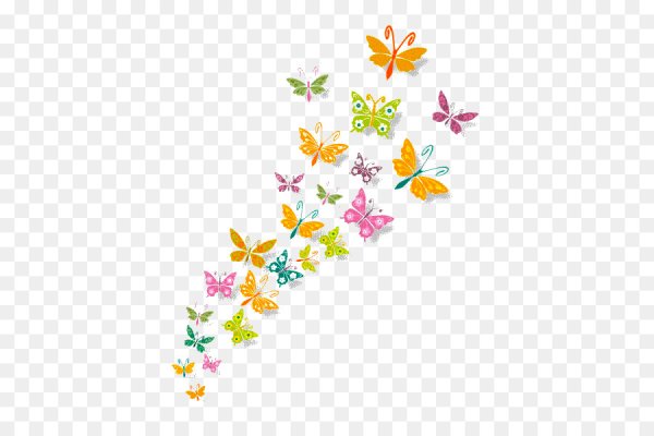 Россыпь бабочек на прозрачном фоне