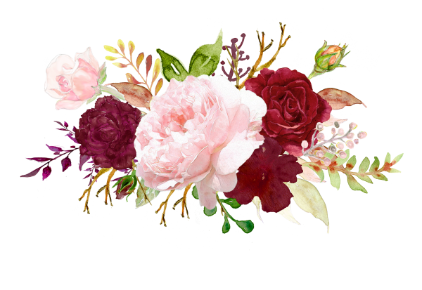 Бордовые Акварельные цветы