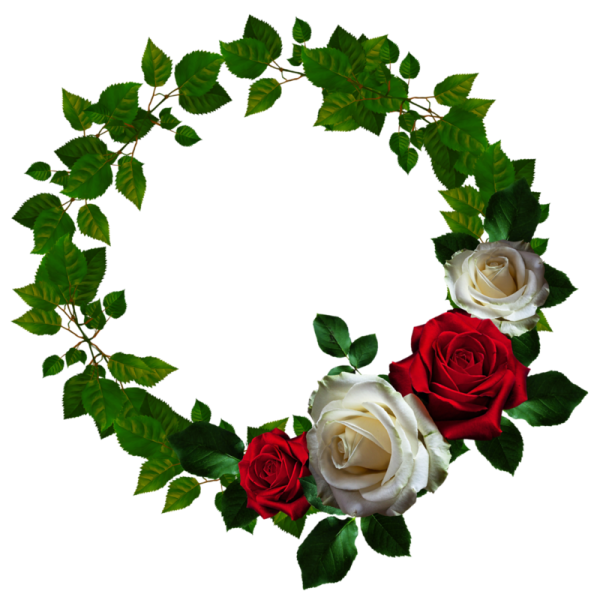 Рамка круглая роза красная