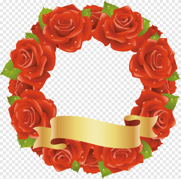 Рамка круглая роза красная
