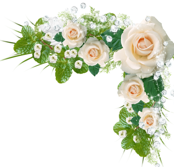 Цветочные уголки на прозрачном фоне