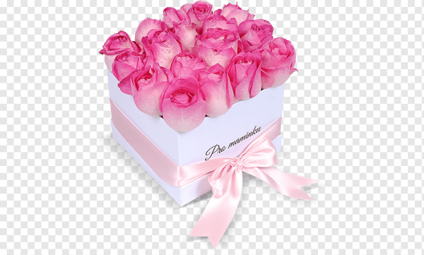 Букет в коробке на прозрачном фоне