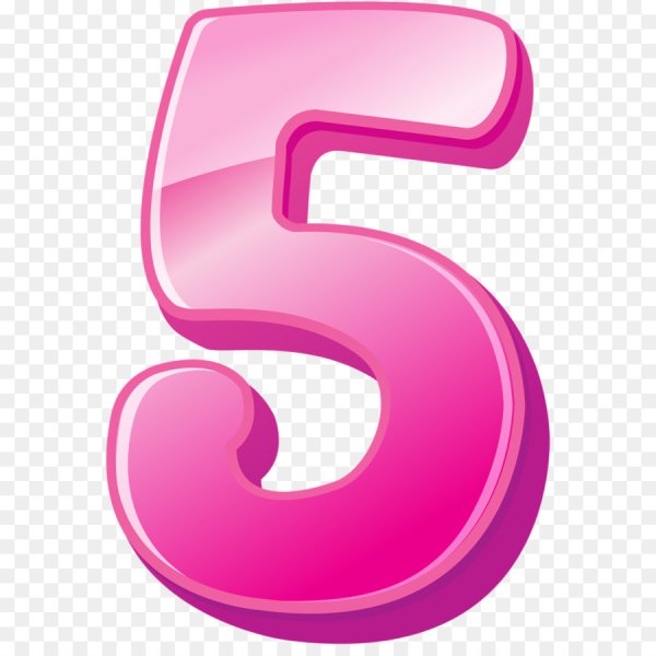 Цифра пять розовая