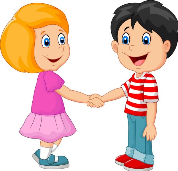 Дети здороваются друг с другом