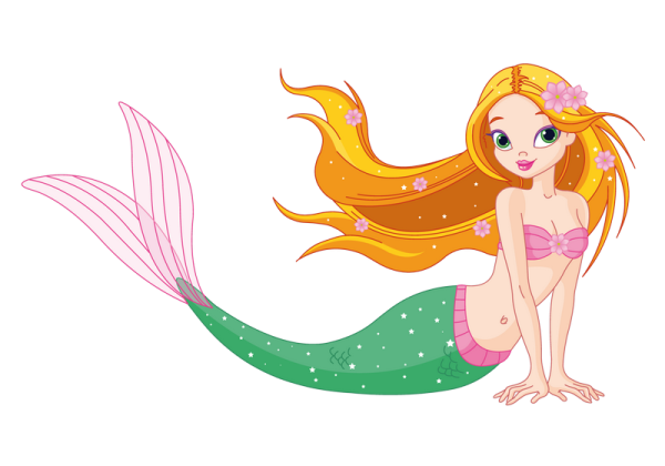 Русалка на белом фоне для детей