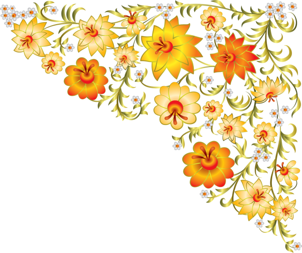 Цветочный орнамент на прозрачном фоне