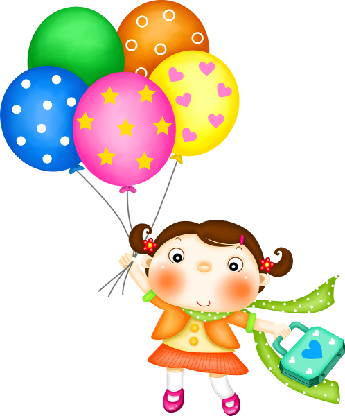 Дети с шариками на прозрачном фоне