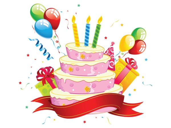 Торт на прозрачном фоне с днем рождения