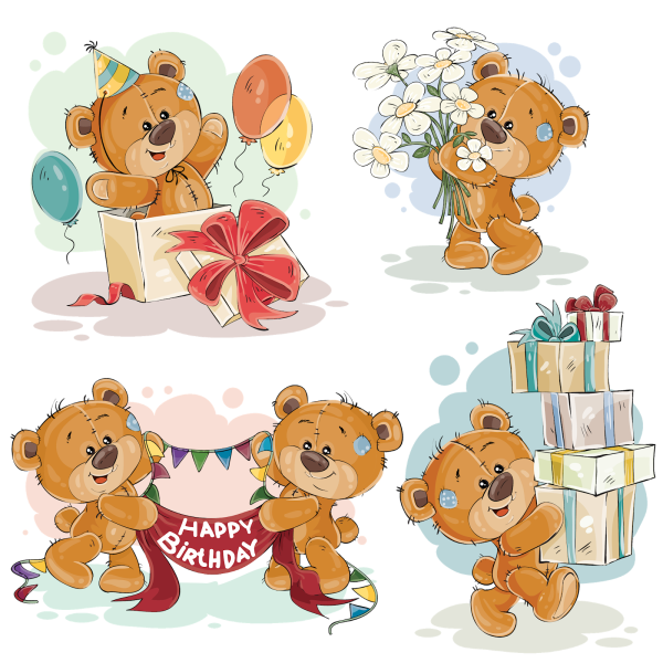 Медвежонок с подарком мультяшный