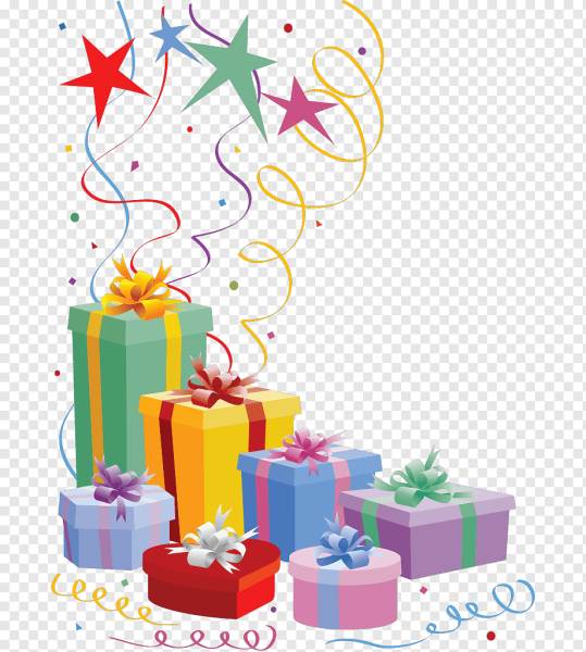 Шарики подарки на прозрачном фоне