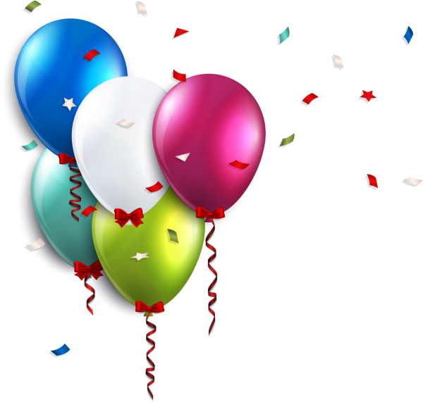 Шарики на прозрачном фоне с днем рождения