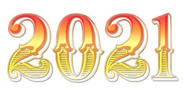 Цифры 2021 на прозрачном фоне