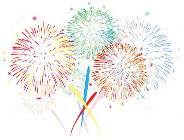 Салют к 9 мая на белом фоне