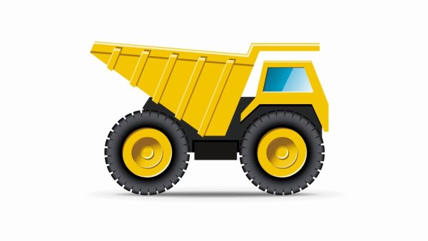 Самосвал строительный на белом фоне