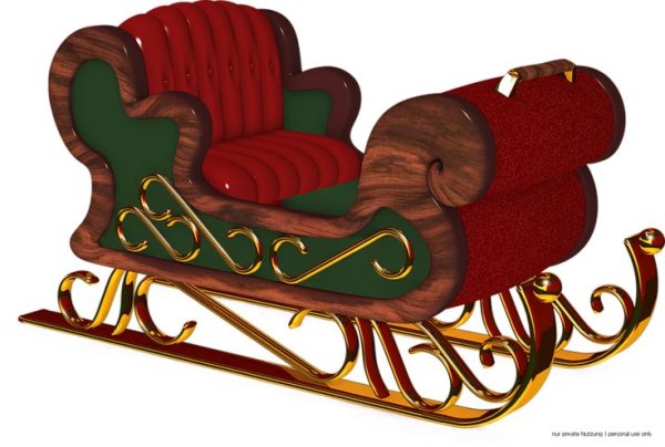 Новогодние сани на прозрачном фоне