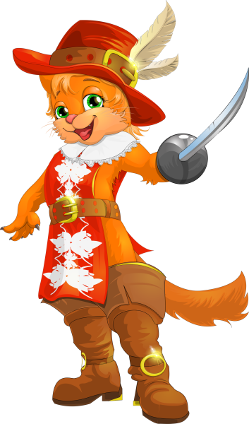 Кот в сапогах на прозрачном фоне