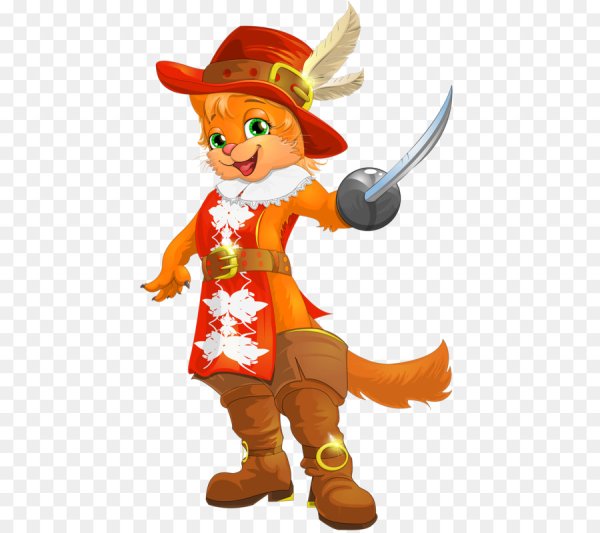 Кот в сапогах на белом фоне