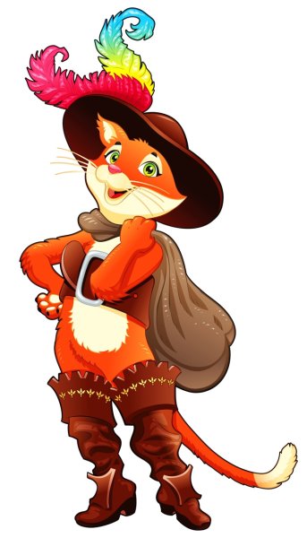 Кот в сапогах на белом фоне