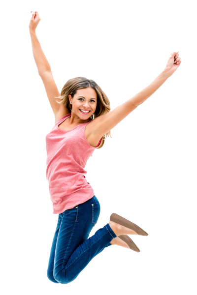Радостная девушка в прыжке