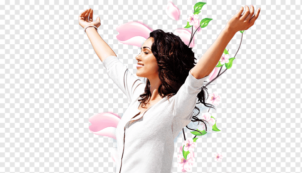 Счастливая девушка на прозрачном фоне