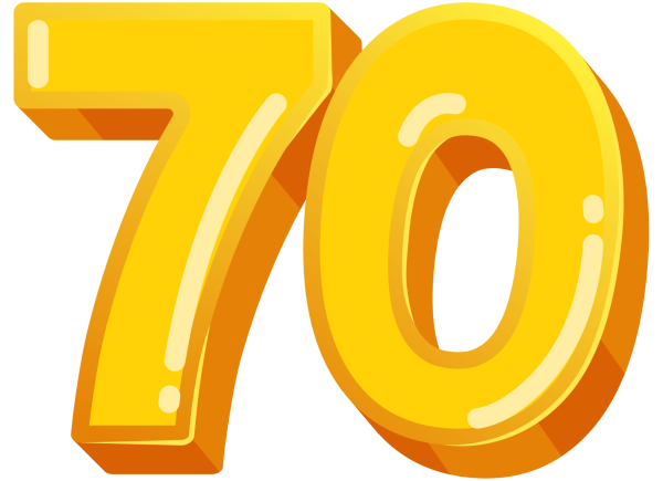 Цифра 70 на прозрачном фоне